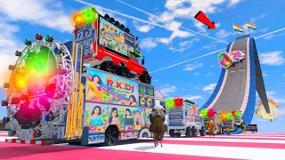 दुनिया का सबसे ऊंचा 😱😩 बहुत बड़ा SUPER MEGA RAMP😲🤑CHALLENGE GTA 5 !! 11 top DJ INDIAN DJ कालिया बंदर