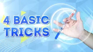 4 Basic TRICKS WITH PEN. Pen Spinning for Beginners.