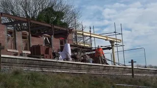 View of new Corwen Railway Station, Denbighshire Wales (Llangollen Rlway) under construction 1.3.22