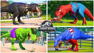 T-Rex vs NEW Triceratops vs Spinosaurus Dinosaurs Fighting Dino Color Pack Jurassic World Evolution