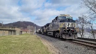 Norfolk Southern manifest train with tons of rare fallen flags passes old position light signals