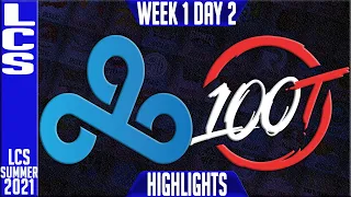 C9 vs 100 Highlights | LCS Summer 2021 W1D2 | Cloud9 vs 100 Thieves