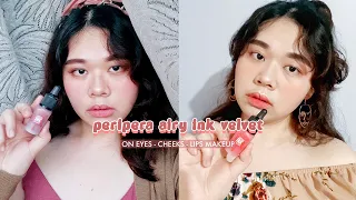 Using Peripera Airy Ink Velvet on EYES, CHEEKS AND LIPS Makeup || #PERIPARTY | celinessi