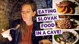 Slovak Food Taste Test - Eating in a Cave Restaurant in Bratislava, Slovakia