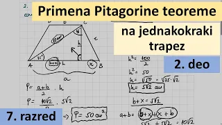Primena pitagorine teoreme na jednakokraki trapez 2