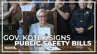 Kotek holds signing ceremony for controversial bills around guns, drugs and Oregon's police training