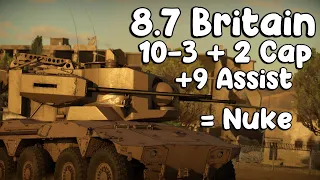 8.7 Britain. 10-3 + 2 Cap + 9 Assists = Nuke.