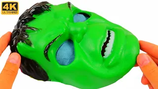 Satisfying Video l DIY | Kinetic Sand Rainbow Hulk Mask Cutting ASMR / Rain Bon Bon