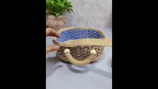 Handmade hemp rope hand-woven basket. #shorts #handmade #knitting #diy #artwork