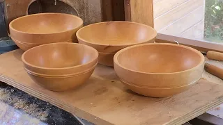 Richard Raffan re-turns four distorted loquat bowls