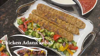 Turkish Chicken Adana kebab |Adana kebab |Turkish kebab recipe | Mediterranean salad