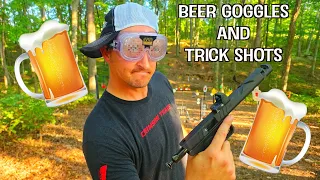 TRICK SHOTS WHILE INTOXICATED (SIMULATED) - SHOOTING WITH BEER GOGGLES