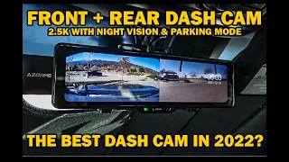 Amazon Best Seller AZDOME 2.5K Mirror Dash Cam 11" Touch Screen 2ch Review & Install + Video samples