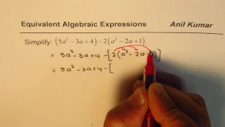 Simplify Algebraic Expression (5a^2 - 3a + 4) - 2(a^2 - 2a + 1)