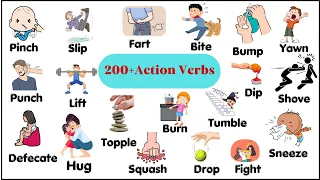 Lesson 105:  Super Common 200 Action Verbs | Daily use English verbs | English vocabulary