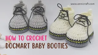 Tutorial DIY How To Crochet Docmart Baby Booties inspired by Doctor Martens design