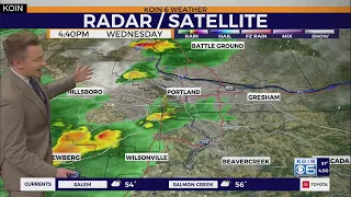 Thunderstorms remain around Portland Wednesday evening