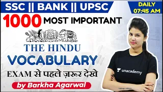 1000 Most Important The Hindu Vocabulary | Unacademy Live SSC Exams | Barkha Agrawal