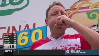 Joey Chestnut downs 62 hot dogs to win 16th Nathan's Hot Dog Eating Contest