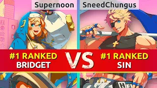 GGST ▰ Supernoon (#1 Ranked Bridget) vs SneedChungus (#1 Ranked Sin). High Level Gameplay