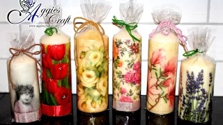 Decoupage tutorial - decorating candles with napkins