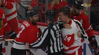 Nick Foligno and Klim Kostin exchange words