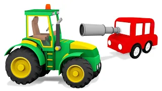 Мультики про 4 машинки и Трактор на ферме. Развивающие мультфильмы для малышей