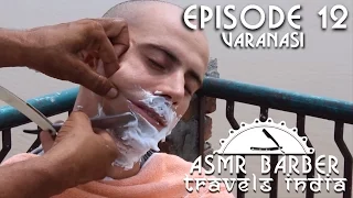 Indian Barber - Face Shave with Head Massage at Ganges banks - ASMR no talking