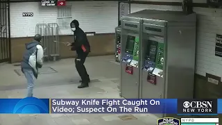 Subway Knife Fight Caught On Video; Suspect On The Run