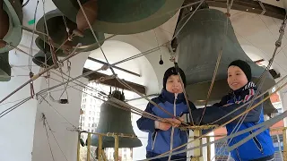 Братья Юсуповы впервые на колокольне (настройка). Светлая седмѝца на Китайском подворье, 22.04.2023