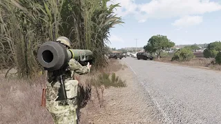 A Massive convoy of Russian military equipment was destroyed by a Ukrainian missile Javelin - Arma 3