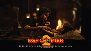 KGF 2 STATUS | Ek din duniya ka sara sona tumhe lakar dunga maa | Kgf 2 dialogue status | Kgf 2 edit