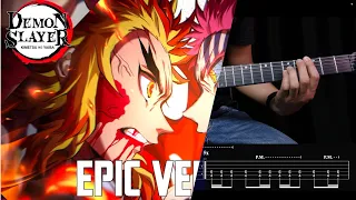 Demon Slayer: Akaza vs Rengoku Theme | EPIC VERSION (Mugen Train OST) - GUITAR COVER and TAB #guitar