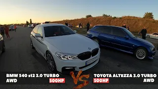 BMW 540 g30 stage 2 vs Toyota Altezza 500hp+