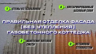 Отделка фасада газобетонного коттеджа без утепления (короед, шуба и другие фактуры)