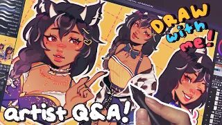 draw with me! ♡ 18k!! artist Q&A, CLIP STUDIO PAINT