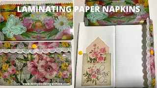 LAMINATING PAPER NAPKINS TO COVER BOOKLETS & ADDING SNAP CLOSURES