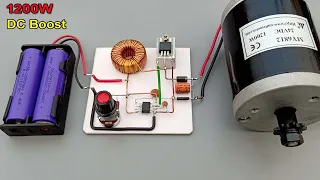 High Power dc to dc boost 1200W // Simple 5v to 73v DC 1000W DC Motor Run With 3V Battery