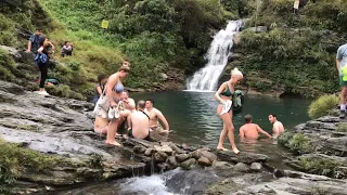 girls in love at the waterfall