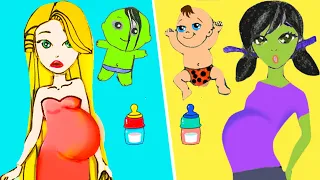 DIY Paper Dolls Elsa Baby & Ladybag Zombie Baby! Beautiful Dresses Handmade Papercrafts