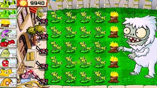 Plants vs Zombies: 20 Threepeater and 5 Torchood vs All Zombies in Survival Day Gameplay