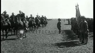 President Woodrow Wilson reviews marching US Army troops in the United States dur...HD Stock Footage