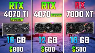 RTX 4070 Ti SUPER vs RTX 4070 SUPER vs RX 7800 XT | Test in 7 Games