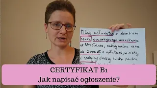 CERTYFIKAT B1: Jak napisać ogłoszenie?