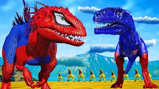 Spiderman Godzilla Indominus Rex Vs Captain America - Who Will Be the Last Dino Standing