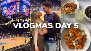 VLOGMAS DAY 5: surprising my bf w/ Knicks tickets for his birthday!! *CUTE REACTION*