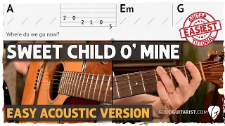 "Sweet Child O' Mine" Easy Acoustic Guitar Lesson | Basic Chord Shapes & Strumming