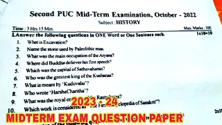 2nd PUC HISTORY midterm exam question paper 🔥 important questions and answers