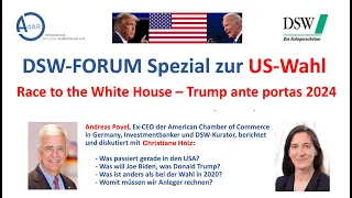 DSW-/AdAR-Forum Spezial zur US-Wahl: Race to the White House - Trump ante portas 2024