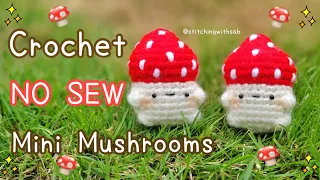 Easy NO-SEW Crochet Amigurumi Mini Mushroom Tutorial 🍄✨